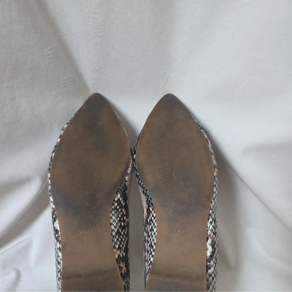 Cole Haan Snake Print Slingback Block Heel Pointed Toe Shoes Sz 9.5